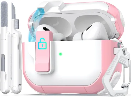 Vista 14 de Funda para AirPods de 4ª Generación, Diseño Transparente con Tapa Emergente Automática, Incluye Herramienta de Limpieza, Duradera y Resistente a