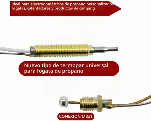 Vista 5 de MENSI Sensor de Termopar Universal M8X1 de Seguridad de Llama de Temperatura para Hoguera de Propano y Gas Natural, Chimenea 24