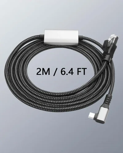 Vista 7 de CERRXIAN Cable Ethernet USB C a 2.5 Gbps de 6.5 pies, LAN Gigabit RJ45 a adaptador USB C de ángulo recto de 90 grados, convertidor de cable de red