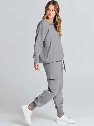 Vista 3 de Caracilia Conjunto de dos piezas para mujer, suéter de punto de manga larga y pantalones deportivos tipo cargo