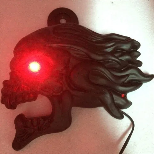Vista 4 de MT246-009-A- Cubierta negra para bocina de cabeza de viento de Ghost Head Compatible con Harley-Davidson de 1992 en adelante con montaje lateral