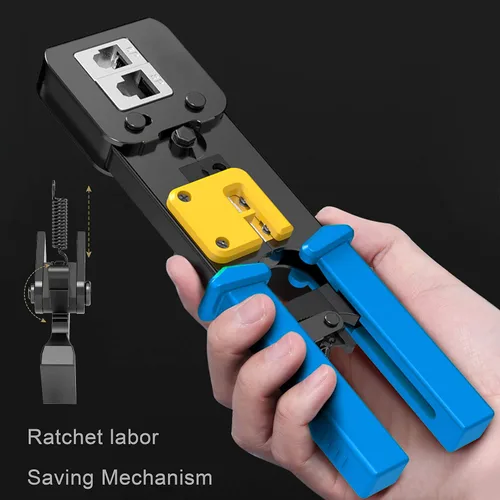 Vista 2 de Herramienta de crimpado de paso, herramienta de crimpado Yangoutool RJ45 y crimpadora de paso para conector RJ45/RJ12 de paso regular y final