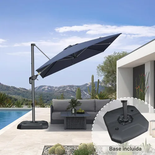 Vista 370 de PURPLE LEAF Paraguas al aire libre con base 8' x 8' protección solar verde Manzana Verde (Apple Green)