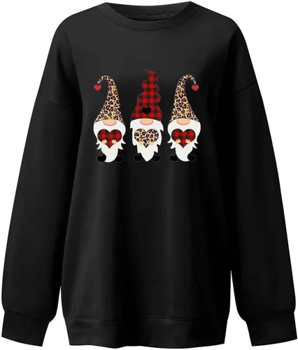 Vista 4 de Sudadera de Navidad para mujer, manga larga, cuello redondo, ajuste holgado, sin botones, para vacaciones, otoño e invierno