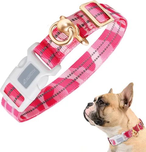 Vista 14 de Collar de perro Auroth para perros medianos y grandes, collar de perro reflectante, collares de perro de nylon suave ajustables con resistente
