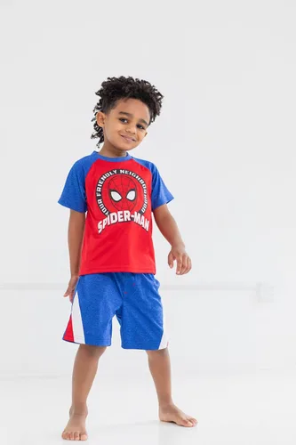 Vista 2 de Marvel Conjunto de traje de 3 piezas de Spider-Man de los Vengadores camiseta sin mangas y pantalones cortos