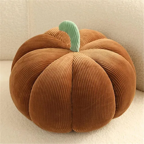 Vista 2 de AZCHEN Almohada decorativa de calabaza, cojín decorativo para sofá cama, muebles de patio (7.1 in, marrón)