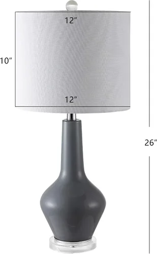 Vista 3 de SAFAVIEH Lighting Collection - Juego de 2 lámparas de mesa de terciopelo modernas y contemporáneas de cristal gris ahumado de 24 pulgadas para Gris