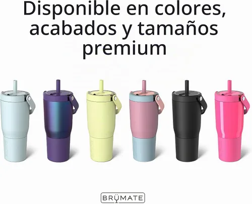 Vista 3 de BrüMate Resa - Vaso de viaje 100% a prueba de fugas de 25 onzas con asa y pajilla, popote SoftSip flexible, funda de silicona para mayor
