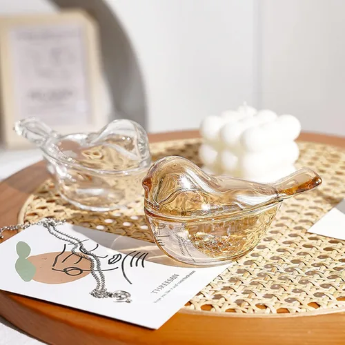 Vista 5 de Pequeño organizador de joyería de cristal ámbar con forma de pájaro, organizador de aretes, regalo para mujeres, esposa, mamá, cumpleaños, boda