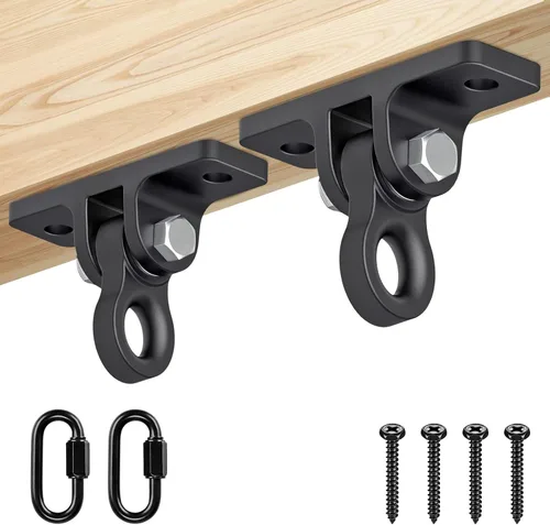 Vista 12 de Dolibest Perchas y soportes para bolsas pesadas, soporte de techo con mosquetón para entrenamiento de fuerza, yoga aéreo y bandas de resistencia