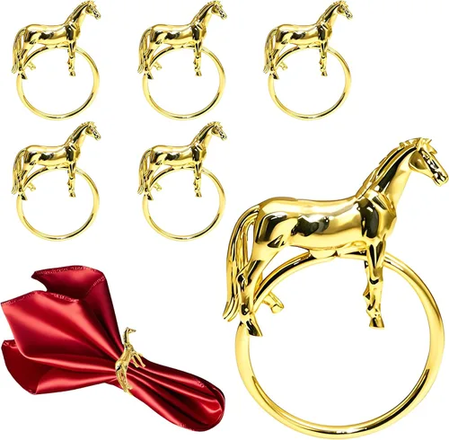 Vista 13 de Juego de 6 servilleteros de metal con diseño de abejorros dorados para jardín, boda, baby shower, cumpleaños, reuniones familiares, servilleteros