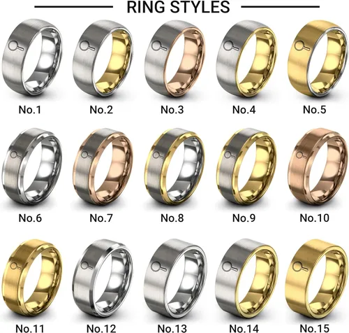 Vista 4 de Regalo para fanático estético vintage, anillo de espejo de mano, 0.315 in, pulido pulido, tungsteno, aniversario, boda, grabado personalizado