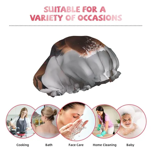 Vista 9 de Gorro de ducha de invierno para perro de nieve, reutilizable, doble capa, impermeable, con banda elástica, sombrero de baño, spa, salón de ducha
