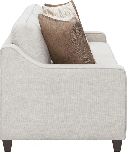 Vista 9 de Coaster Home Furnishings Christine - Sofá fijo tapizado con brazos inclinados con asiento en caja y patas marrones cónicas - Transición - Sala