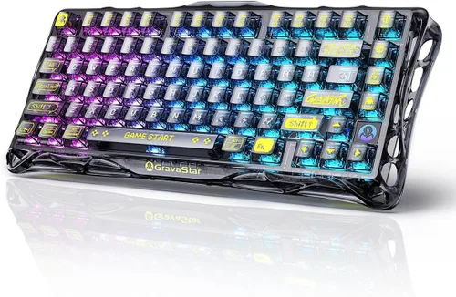 Vista 9 de GravaStar Mercury K1 Lite 75% Gaming Keyboard, 2.4GHz/BT/Wired Tri-Mode Wireless Keyboard, Gasket Hot Swappable Mechanical Keyboard, Pre-lubed