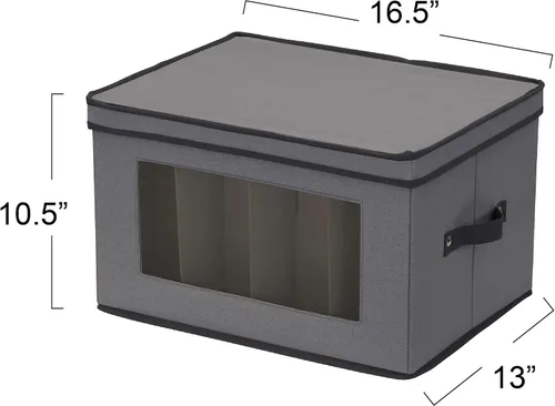 Vista 3 de Household Essentials Caja de almacenamiento para copas con ventana, con tapa, 12 compartimentos de almacenamiento, asas dobles, perfecta