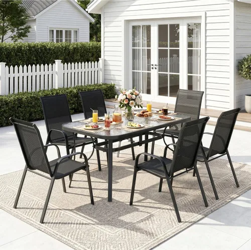 Vista 8 de MAMIZO Sillas de comedor para patio, silla Teslin apilable para todo tipo de clima, juego de sillas transpirables resistentes al aire libre