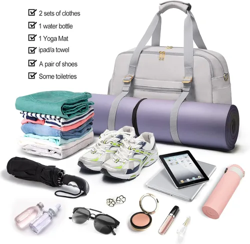 Vista 2 de Bolsa deportiva de gimnasio para mujer, bolsas de entrenamiento deportivas con compartimento para zapatos y bolsillo húmedo, pequeñas bolsas