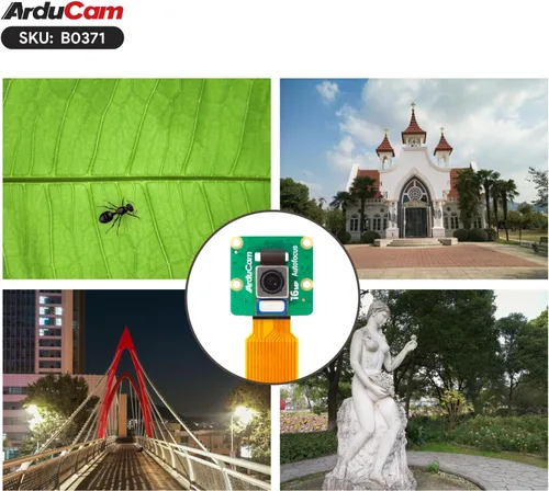 Vista 7 de Arducam Módulo de cámara de enfoque automático de 16MP para Raspberry Pi con carcasa ABS, IMX519 Cámara de enfoque automático de alta resolución