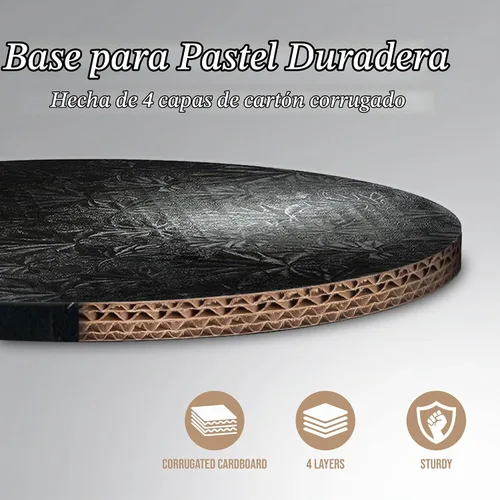 Vista 3 de Cakebon Tablas redondas para tartas – Tambores resistentes de 1/2 pulgada de grosor – Base profesional de 8 pulgadas para bordes totalmente