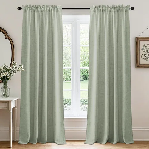 Vista 16 de RYB HOME - Cortinas de lino texturizado semitranslúcidas, privacidad media, filtro de luz, decoración de ventana para dormitorio/baño/sala de estar
