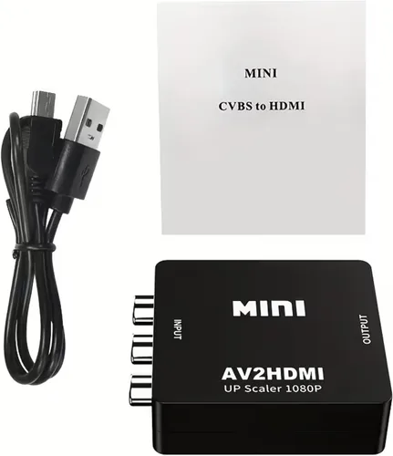 Vista 6 de Convertidor RCA a HDMI, AV a HDMI, 1080P Mini RCA Compuesto Video Audio Adaptador Convertidor Compatible con TV/PC/PS3/Xbox VHS/VCR/Blue-Ray