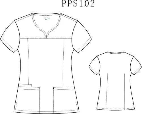 Vista 5 de Impresión digital Stretch Scrubs Top - Pandamed Notch Neck Mujeres Stretch Top PPS102