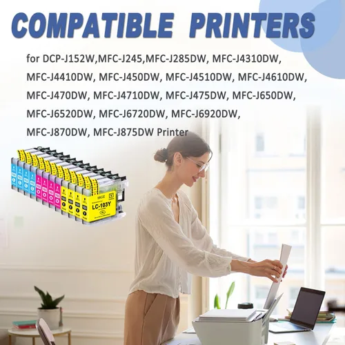 Vista 2 de HGZ LC103XL - Cartucho de tinta de color compatible con LC103 LC103XL trabajado para MFC J870DW J450DW J470DW J650DW J4410DW J4510DW J4710DW J6720