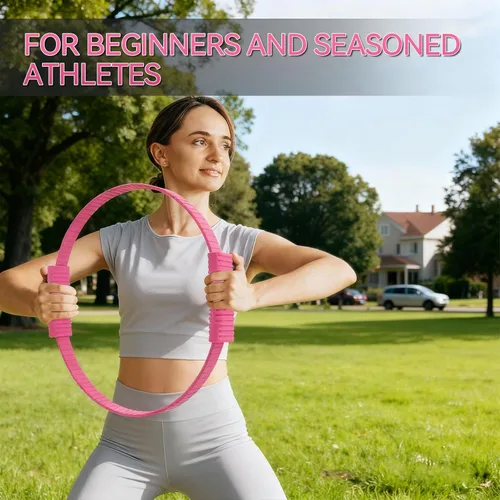 Vista 7 de Anillo de pilates, círculo mágico de silicona de 13.5 pulgadas con doble agarre, ligero y duradero, equipo de ejercicio de resistencia flexible
