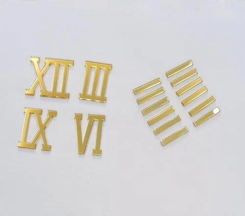Vista 4 de Yuxuanish Números romanos acrílicos dorados brillantes, números (1.6 in) y guiones (1.2 in) para reloj de pared de resina epoxi, repuesto