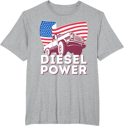Vista 28 de Diesel Power American Flag - Camiseta de camioneta de mecánico diésel, Negro, S