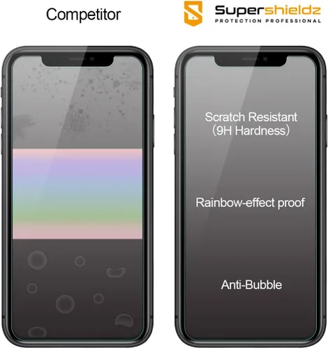 Vista 2 de Supershieldz (3 unidades) Diseñado para iPhone 12, iPhone 12 Pro, iPhone 11 y iPhone XR (6.1 pulgadas), protector de pantalla de vidrio templado