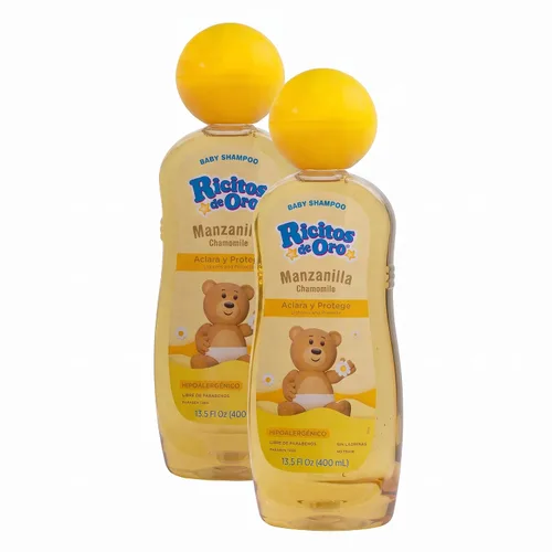 Vista 8 de Ricitos de Oro Shampoo para bebé, Limpiador, Acondicionador y Aclarante con Extractos de Manzanilla, Aclara y Acondiciona, Libre de Parabenos