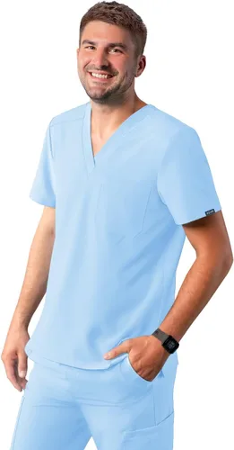 Vista 22 de Adar Addition Scrubs para hombre - Camiseta médica clásica con cuello en V Negro