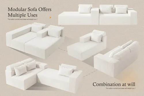 Vista 6 de HABUTWAY Sofás seccionales para sala de estar, sofá modular en forma de L de 105 pulgadas sin montaje, sofá modular con asiento profundo