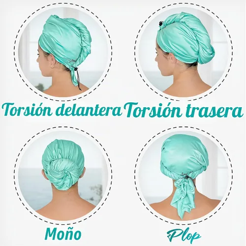 Vista 6 de Envoltorio de toalla de microfibra para el cabello para mujeres - Regalo y viaje - Suave como la seda - Cabello rizado, ondulado, liso para chicas