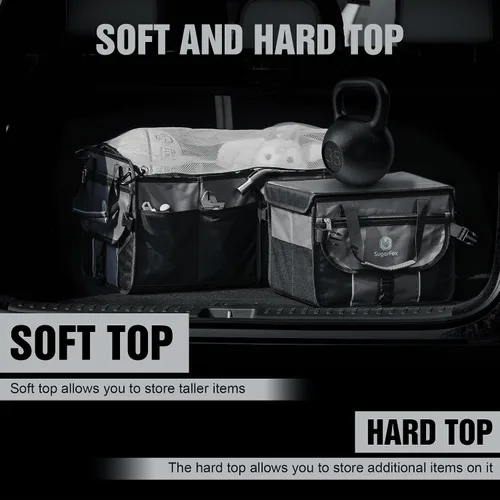 Vista 11 de SugarFox Organizador de maletero de automóvil para SUV, 63 L + 26 L, almacenamiento modular, resistente, plegable, impermeable, cubiertas suaves