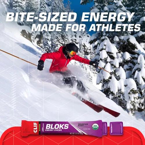 Vista 3 de CLIF BLOKS - Sabor Mountain Berry - Masticables energéticos - Sin OGM - A base de plantas - Combustible rápido para ciclismo y running