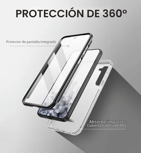 Vista 5 de SURITCH Funda para Samsung Galaxy S23 Plus, protector de pantalla integrado, protección de doble capa, protección completa, a prueba de golpes Negro