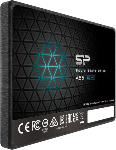Vista 2 de Silicon Power 512GB SSD 3D NAND A55 SLC Cache Performance Boost SATA III 2.5" 7mm (0.28") SSD Unidad interna de estado sólido (SU512GBSS3A55S25EC)