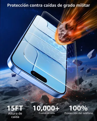 Vista 3 de Mkeke Protector de pantalla para iPhone Air, paquete de 3 unidades de vidrio templado [dureza 9H] [protección contra caídas de grado militar]