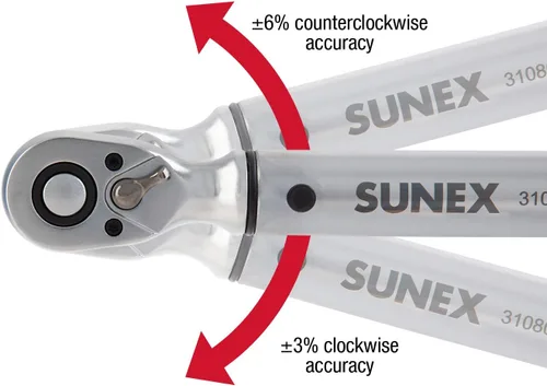 Vista 3 de Sunex 31080 Llave dinamométrica 48T con accionamiento de 3/8 pulgadas, 10-80 pies-lb