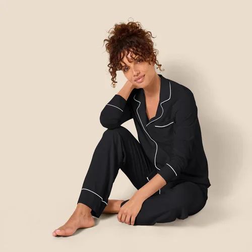 Vista 5 de Tienda Essentials - Conjunto de pijama de mujer con camisa de manga larga y pantalón largo de algodón modal