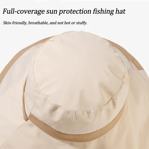 Vista 10 de Sombrero de pesca de playa de ala ancha plegable con protección UV para mujer