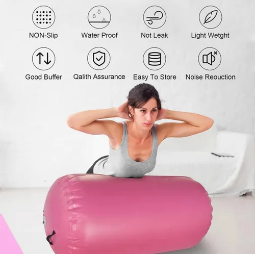 Vista 2 de Colchoneta inflable de gimnasia para gimnasia de 25/35/35 pulgadas, con bomba de aire eléctrica para entrenamiento, yoga, backflip, uso doméstico