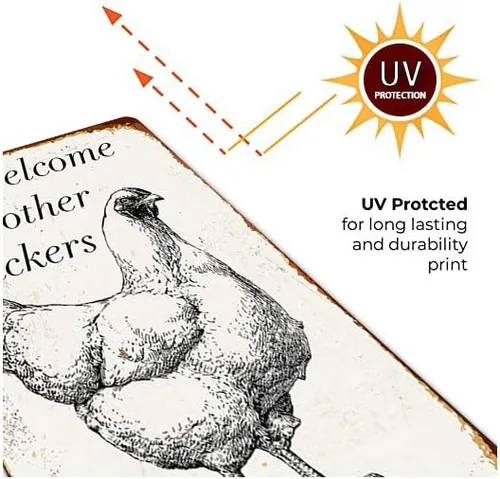 Vista 4 de PINWAGING Letrero de metal de arte moderno, bienvenido a la madre cluckers, póster retro de barra de metal para decoración del hogar, 12 x 8 pulgadas