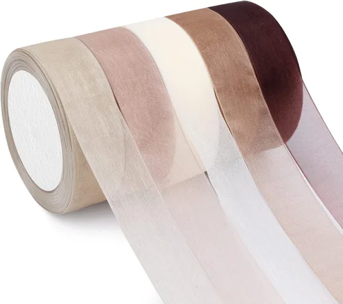 Vista 10 de Cinta de organza transparente, 1 pulgada x 125 yardas, 5 rollos de otoño para envoltura de regalos, ramos, bodas, decoración de fiestas, otoño