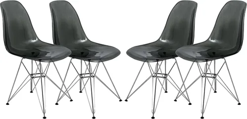 Vista 7 de LeisureMod Cresco - Comedor acrílico, base Eiffel cromada moderna y diseño de respaldo curvo, silla auxiliar ergonómica y ligera para el hogar