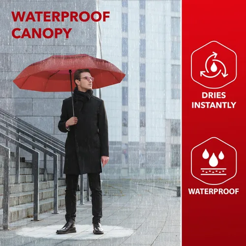 Vista 50 de REPEL Windproof Travel Umbrella - Compact & Withstands Winds up to 85MPH , Strongest Premium Auto Folding Umbrella for Rain and Sun - Durable, Light